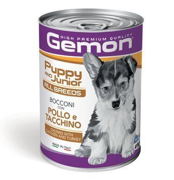 Влажный корм для щенков GEMON Dog Wet Puppy & Junior кусочки с курицей и индейкой 70387866 фото
