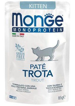 Влажный корм для котят Monge Cat MONOPROTEIN Kitten 100% форель 70013727 фото