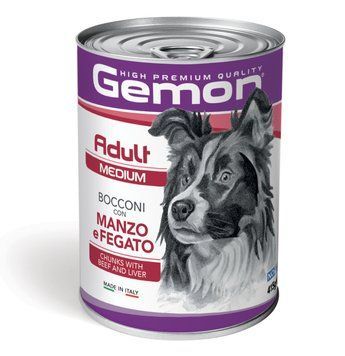 Влажный корм для собак средних пород GEMON Dog Wet Medium Adult кусочки с говядиной и печенью 70387859 фото