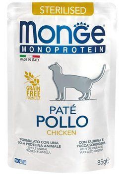 Влажный корм для стерилизованных котов с особыми потребностями Monge Cat MONOPROTEIN Sterilised 100% курица 70013710 фото