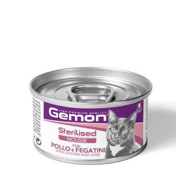 Влажный корм для стерилизованных взрослых котов GEMON Cat Adult мусс с курицей и печенью 70301039 фото