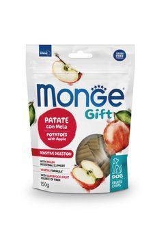 Лакомство для собак Monge Gift Dog Fruit Chips Sensitive digestion картошка с яблоком (веган) 70085786 фото