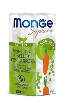 Влажный корм для котят MONGE CAT Kitten тунец с зеленим горошком и молодой морковью 70006866 фото