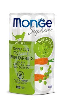 Влажный корм для котов MONGE CAT Adult тунец с зеленым горошком и молодой морковью 70006859 фото
