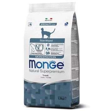 Корм для стерилизованных котов Monge Cat Monoprotein Sterilised с форелью 70005494 фото