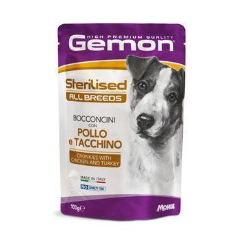 Влажный корм для стерилизованных собак GEMON Dog Wet Adult кусочки с индейкой и курицей 70300643 фото
