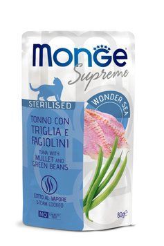 Влажный корм для стерилизованных котов MONGE CAT Sterilised тунец с кефалью и стручковой фасолью 70006811 фото