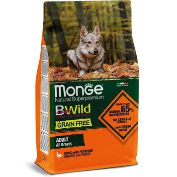 Корм для собак гипоаллергенный Monge Dog Bwild Grain Free утка 70004732 фото